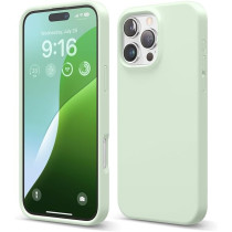 Elago Liquid Silicone For iPhone 16 Pro Max Case Cover Full Body Protection, Shockproof, Slim, Anti-Scratch Soft Microfiber Lining, Soft Mint