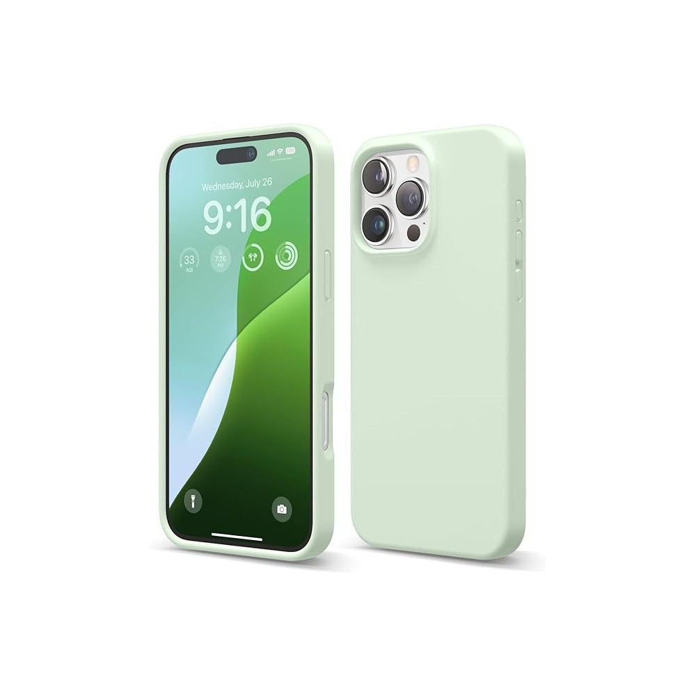 Elago Liquid Silicone For iPhone 16 Pro Max Case Cover Full Body Protection, Shockproof, Slim, Anti-Scratch Soft Microfiber Lining, Soft Mint