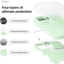 Elago Liquid Silicone For iPhone 16 Pro Max Case Cover Full Body Protection, Shockproof, Slim, Anti-Scratch Soft Microfiber Lining, Soft Mint