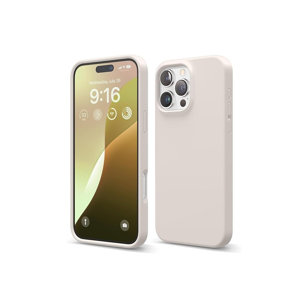 Elago Liquid Silicone For iPhone 16 Pro Max Case Cover Full Body Protection, Shockproof, Slim, Anti-Scratch Soft Microfiber Lining, Stone