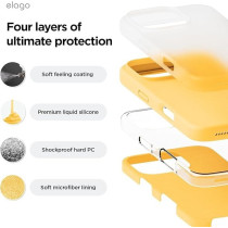 Elago Liquid Silicone For iPhone 16 Pro Max Case Cover Full Body Protection, Shockproof, Slim, Anti-Scratch Soft Microfiber Lining, Sunshine