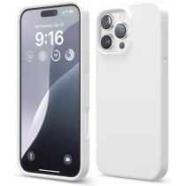 Elago Liquid Silicone For iPhone 16 Pro Max Case Cover Full Body Protection, Shockproof, Slim, Anti-Scratch Soft Microfiber Lining, White