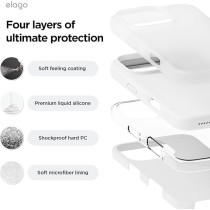 Elago Liquid Silicone For iPhone 16 Pro Max Case Cover Full Body Protection, Shockproof, Slim, Anti-Scratch Soft Microfiber Lining, White