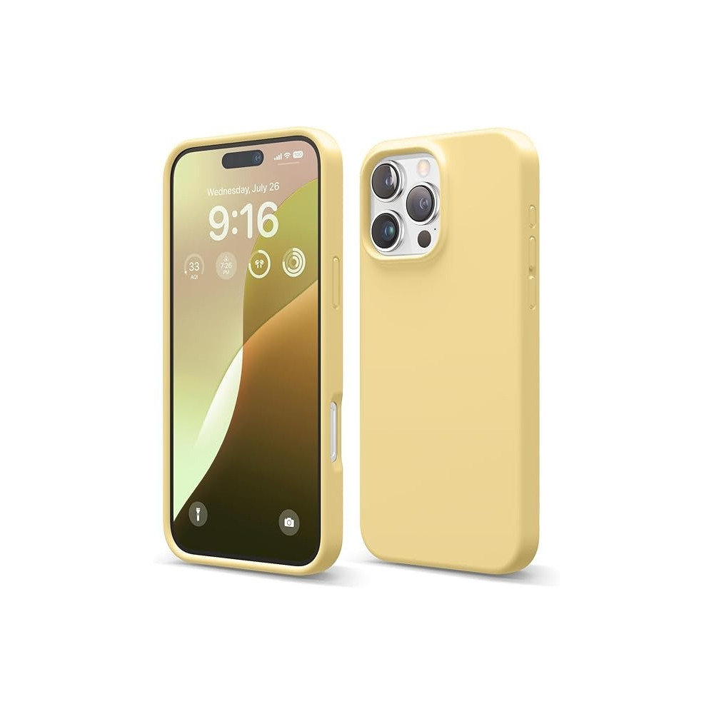 Elago Liquid Silicone For iPhone 16 Pro Max Case Cover Full Body Protection, Shockproof, Slim, Anti-Scratch Soft Microfiber Lining, Yellow