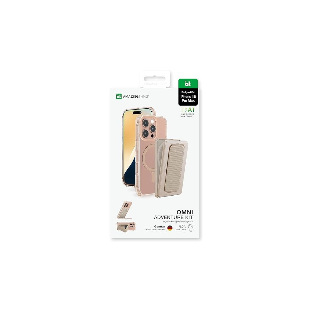 Amazing Thing Omni Mag Drop Proof Designed For iPhone 16 Pro Max Case Cover Compatible With MagSafe Kickstand, Desert Titanium