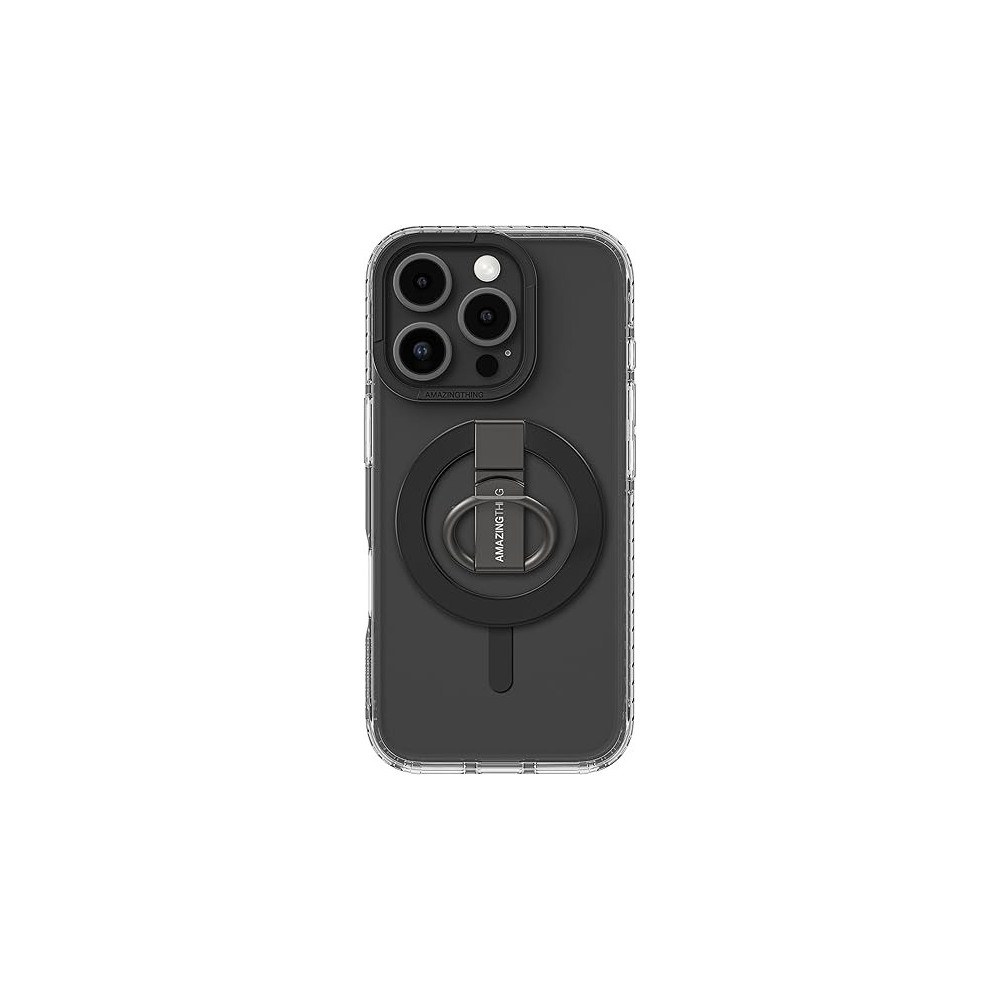 Amazing Thing Titan Pro Mag Grip Ring Set For iPhone 16 Pro Max Holder, Stand, Case Cover Compatible With MagSafe, Black