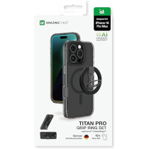 Amazing Thing Titan Pro Mag Grip Ring Set For iPhone 16 Pro Max Holder, Stand, Case Cover Compatible With MagSafe, Black