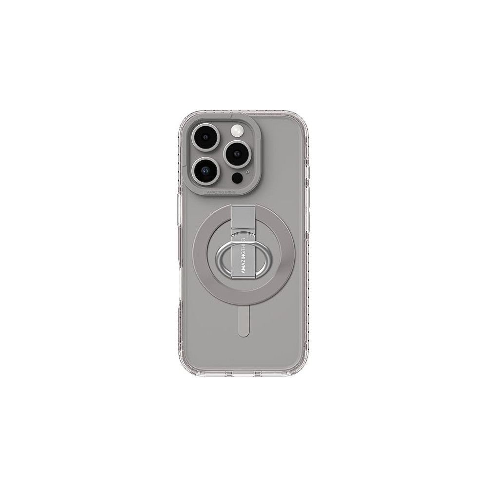 Amazing Thing Titan Pro Mag Grip Ring Set For iPhone 16 Pro Max Holder, Stand, Case Cover Compatible With MagSafe, Grey