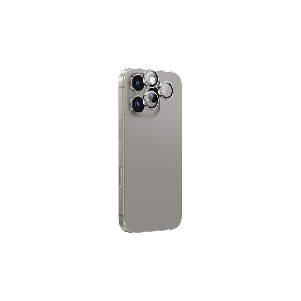 Amazing Thing iPhone 16 Pro And iPhone 16 Pro Max Camera Lens Protector Supreme Tempered Glass Aluminum Ar Lens Defender, Titanium Grey