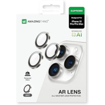 Amazing Thing iPhone 16 Pro And iPhone 16 Pro Max Camera Lens Protector Supreme Tempered Glass Aluminum Ar Lens Defender, Titanium Grey