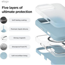 Elago Magnetic Liquid Silicone For iPhone 16 Pro Max Case Cover Compatible With Magsafe Shockproof, Sky Blue