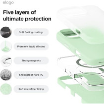 Elago Magnetic Liquid Silicone For iPhone 16 Pro Max Case Cover Compatible With Magsafe Shockproof, Soft Mint