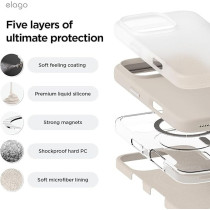 Elago Magnetic Liquid Silicone For iPhone 16 Pro Max Case Cover Compatible With Magsafe Shockproof, Stone