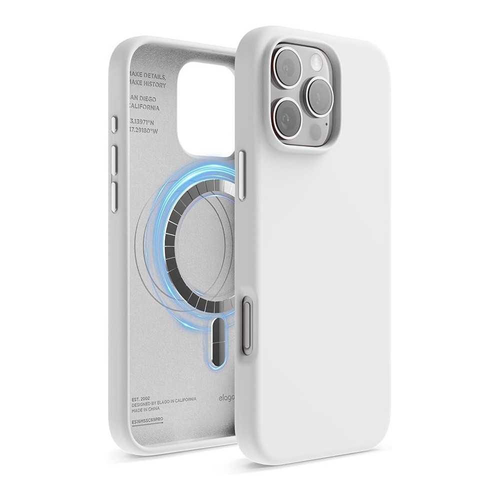 Elago Magnetic Liquid Silicone For iPhone 16 Pro Max Case Cover Compatible With Magsafe Shockproof, White