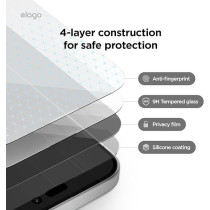 Elago Privacy Tempered Glass Compatible With iPhone 16 Plus, Screen Protector, 1 Pack
