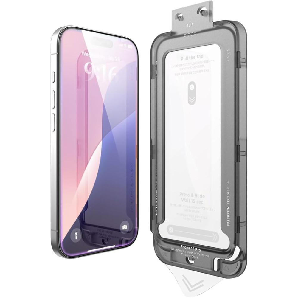 Elago Tempered Glass Designed For iPhone 16 Pro Screen Protector, 1 Pack With Easy Installation Tray