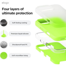 Elago Liquid Silicone For iPhone 16 Pro Case Cover Full Body Protection, Shockproof, Slim, Anti-Scratch Soft Microfiber Lining, Lime Green