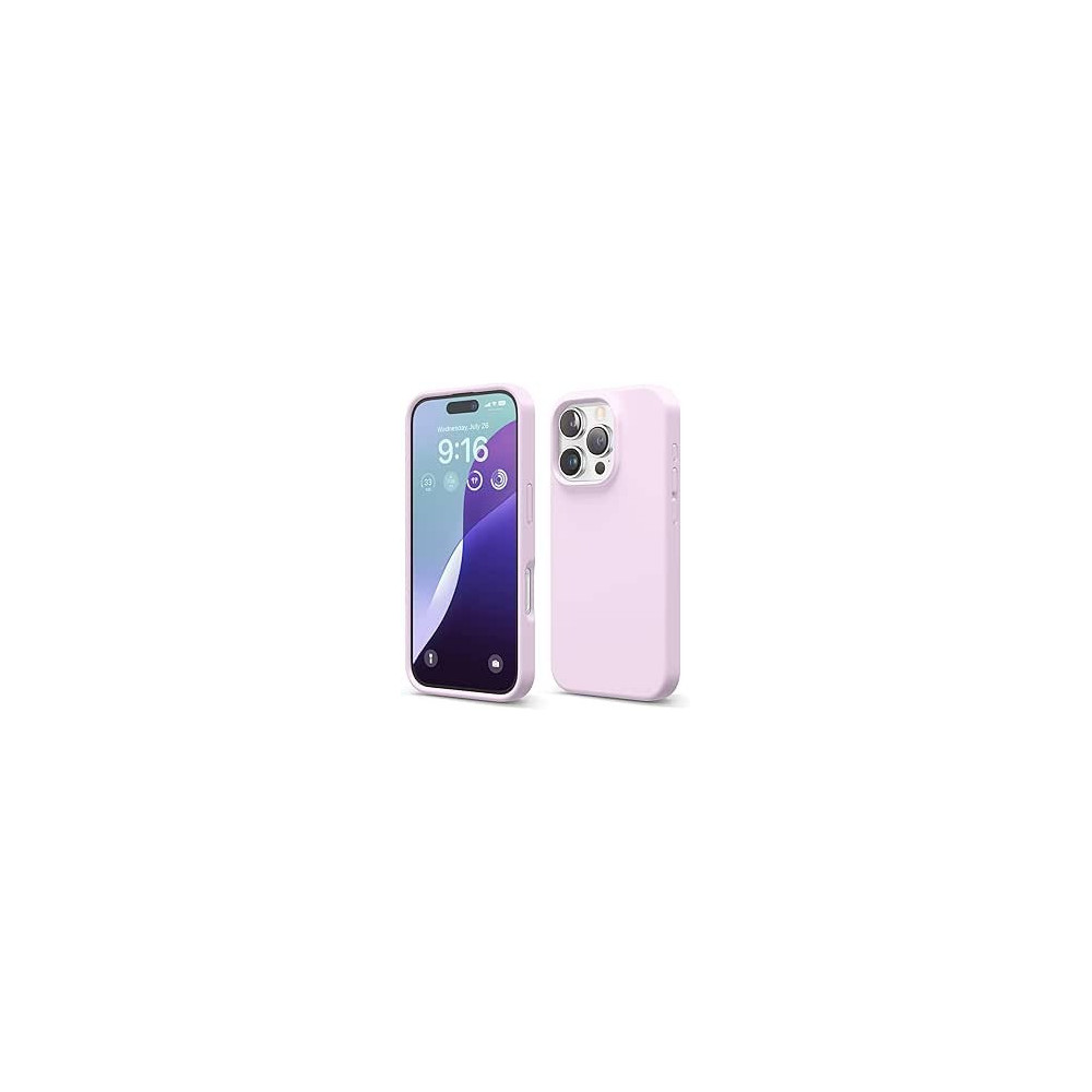 Elago Liquid Silicone For iPhone 16 Pro Case Cover Full Body Protection, Shockproof, Slim, Anti-Scratch Soft Microfiber Lining, Light Lilac