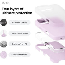 Elago Liquid Silicone For iPhone 16 Pro Case Cover Full Body Protection, Shockproof, Slim, Anti-Scratch Soft Microfiber Lining, Light Lilac