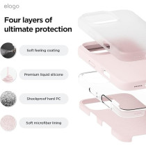 Elago Liquid Silicone For iPhone 16 Pro Case Cover Full Body Protection, Shockproof, Slim, Anti-Scratch Soft Microfiber Lining, Lovely Pink