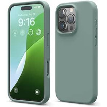 Elago Liquid Silicone For iPhone 16 Pro Case Cover Full Body Protection, Shockproof, Slim, Anti-Scratch Soft Microfiber Lining, Midnight Green