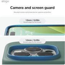 Elago Liquid Silicone For iPhone 16 Pro Case Cover Full Body Protection, Shockproof, Slim, Anti-Scratch Soft Microfiber Lining, Midnight Green