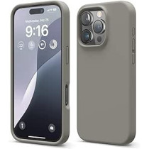 Elago Liquid Silicone For iPhone 16 Pro Case Cover Full Body Protection, Shockproof, Slim, Anti-Scratch Soft Microfiber Lining, Medium Gray