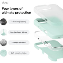 Elago Liquid Silicone For iPhone 16 Pro Case Cover Full Body Protection, Shockproof, Slim, Anti-Scratch Soft Microfiber Lining, Mint
