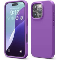 Elago Liquid Silicone For iPhone 16 Pro Case Cover Full Body Protection, Shockproof, Slim, Anti-Scratch Soft Microfiber Lining, Neon Purple