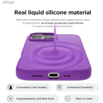 Elago Liquid Silicone For iPhone 16 Pro Case Cover Full Body Protection, Shockproof, Slim, Anti-Scratch Soft Microfiber Lining, Neon Purple