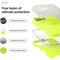 Elago Liquid Silicone For iPhone 16 Pro Case Cover Full Body Protection, Shockproof, Slim, Anti-Scratch Soft Microfiber Lining, Neon Yellow