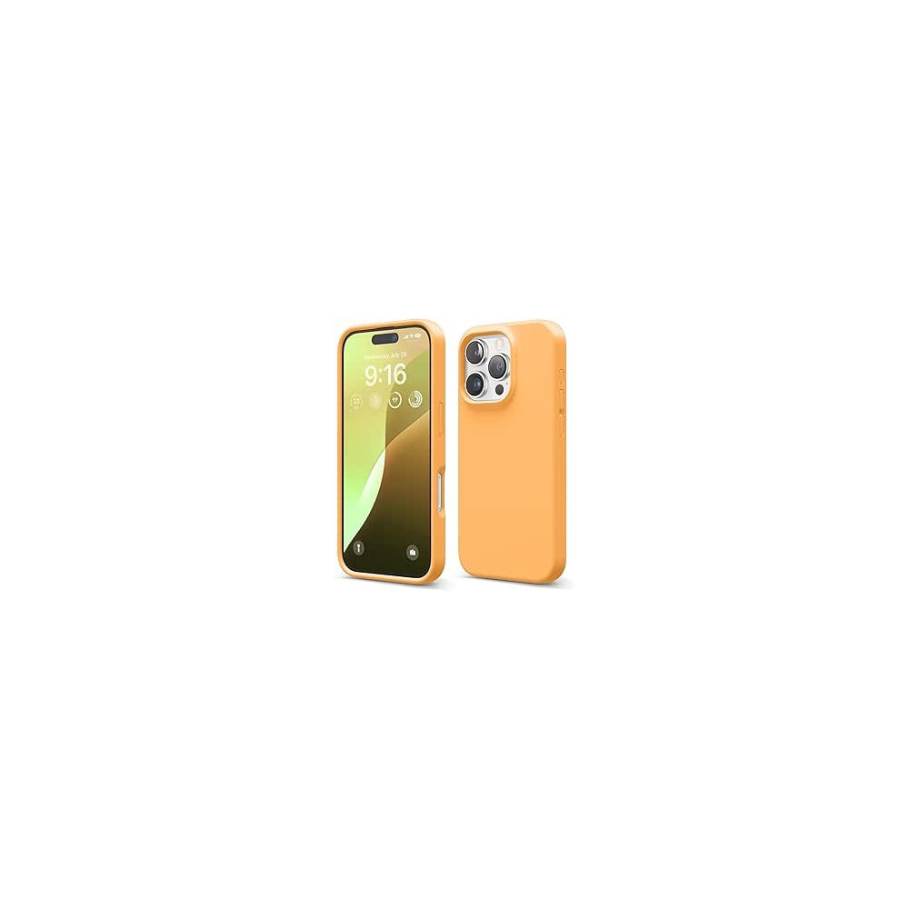 Elago Liquid Silicone For iPhone 16 Pro Case Cover Full Body Protection, Shockproof, Slim, Anti-Scratch Soft Microfiber Lining, Orange