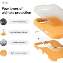 Elago Liquid Silicone For iPhone 16 Pro Case Cover Full Body Protection, Shockproof, Slim, Anti-Scratch Soft Microfiber Lining, Orange