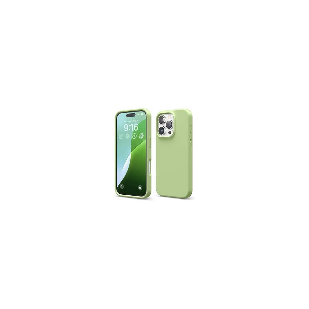 Elago Liquid Silicone For iPhone 16 Pro Case Cover Full Body Protection, Shockproof, Slim, Anti-Scratch Soft Microfiber Lining, Pastel Green
