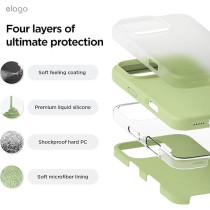 Elago Liquid Silicone For iPhone 16 Pro Case Cover Full Body Protection, Shockproof, Slim, Anti-Scratch Soft Microfiber Lining, Pastel Green