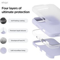 Elago Liquid Silicone For iPhone 16 Pro Case Cover Full Body Protection, Shockproof, Slim, Anti-Scratch Soft Microfiber Lining, Purple