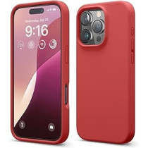 Elago Liquid Silicone For iPhone 16 Pro Case Cover Full Body Protection, Shockproof, Slim, Anti-Scratch Soft Microfiber Lining, Red