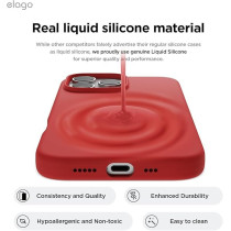 Elago Liquid Silicone For iPhone 16 Pro Case Cover Full Body Protection, Shockproof, Slim, Anti-Scratch Soft Microfiber Lining, Red