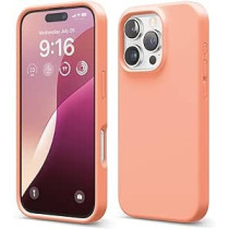 Elago Liquid Silicone For iPhone 16 Pro Case Cover Full Body Protection, Shockproof, Slim, Anti-Scratch Soft Microfiber Lining, Salmon