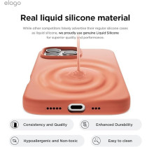 Elago Liquid Silicone For iPhone 16 Pro Case Cover Full Body Protection, Shockproof, Slim, Anti-Scratch Soft Microfiber Lining, Salmon
