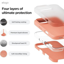 Elago Liquid Silicone For iPhone 16 Pro Case Cover Full Body Protection, Shockproof, Slim, Anti-Scratch Soft Microfiber Lining, Salmon