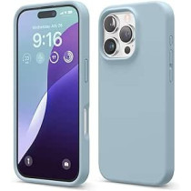 Elago Liquid Silicone For iPhone 16 Pro Case Cover Full Body Protection, Shockproof, Slim, Anti-Scratch Soft Microfiber Lining, Sky Blue