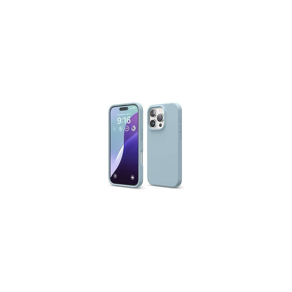 Elago Liquid Silicone For iPhone 16 Pro Case Cover Full Body Protection, Shockproof, Slim, Anti-Scratch Soft Microfiber Lining, Sky Blue
