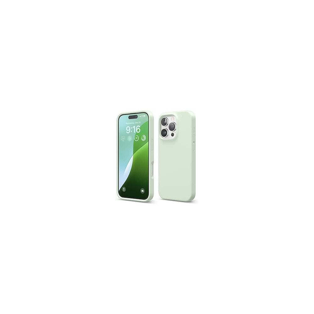 Elago Liquid Silicone For iPhone 16 Pro Case Cover Full Body Protection, Shockproof, Slim, Anti-Scratch Soft Microfiber Lining, Soft Mint
