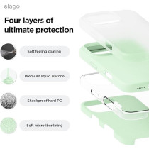 Elago Liquid Silicone For iPhone 16 Pro Case Cover Full Body Protection, Shockproof, Slim, Anti-Scratch Soft Microfiber Lining, Soft Mint