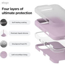 Elago Liquid Silicone For iPhone 16 Pro Case Cover Full Body Protection, Shockproof, Slim, Anti-Scratch Soft Microfiber Lining, Soft Purple
