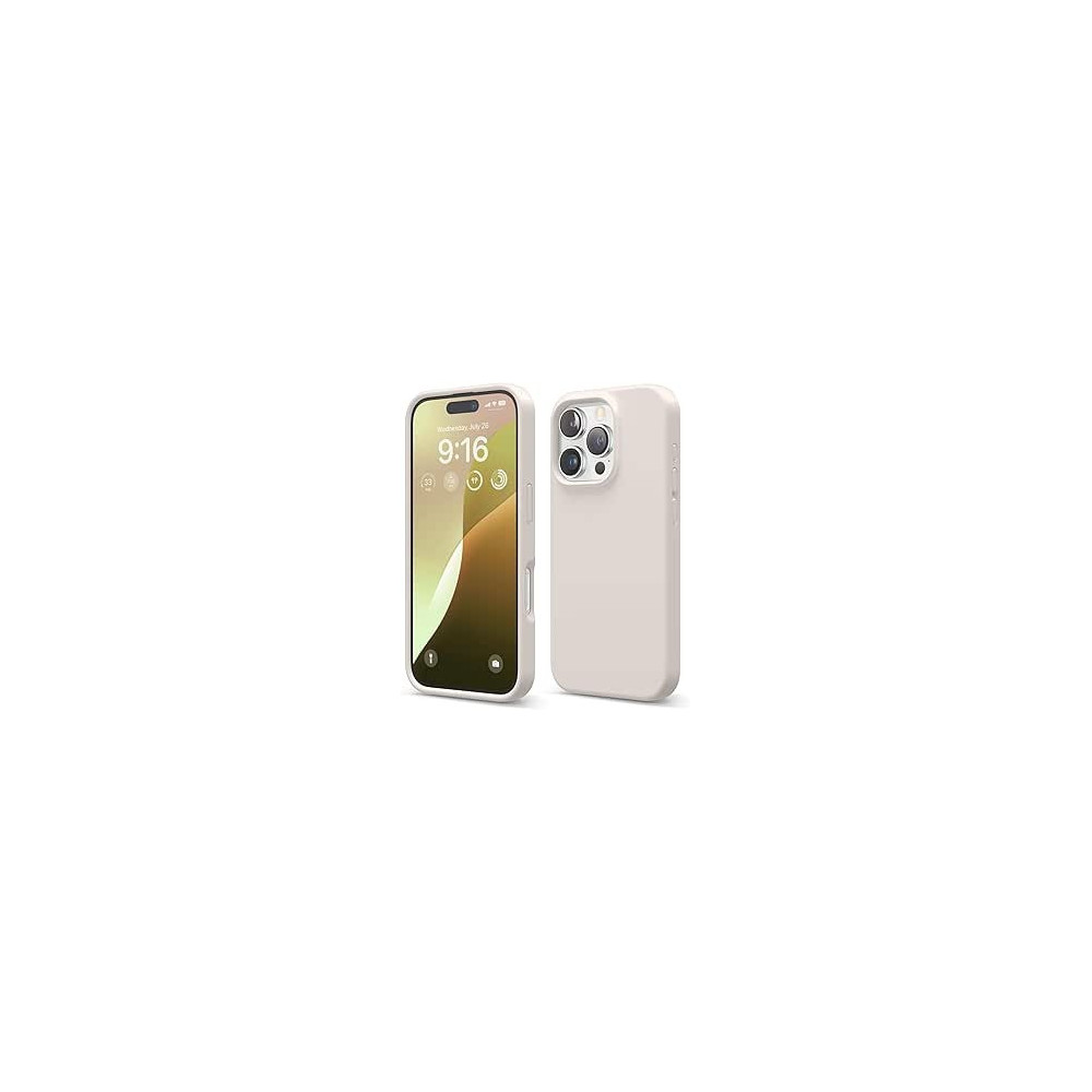 Elago Liquid Silicone For iPhone 16 Pro Case Cover Full Body Protection, Shockproof, Slim, Anti-Scratch Soft Microfiber Lining, Stone