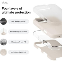 Elago Liquid Silicone For iPhone 16 Pro Case Cover Full Body Protection, Shockproof, Slim, Anti-Scratch Soft Microfiber Lining, Stone