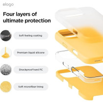 Elago Liquid Silicone For iPhone 16 Pro Case Cover Full Body Protection, Shockproof, Slim, Anti-Scratch Soft Microfiber Lining, Sunshine