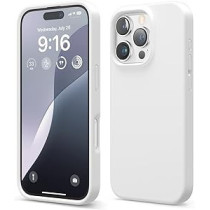 Elago Liquid Silicone For iPhone 16 Pro Case Cover Full Body Protection, Shockproof, Slim, Anti-Scratch Soft Microfiber Lining, White